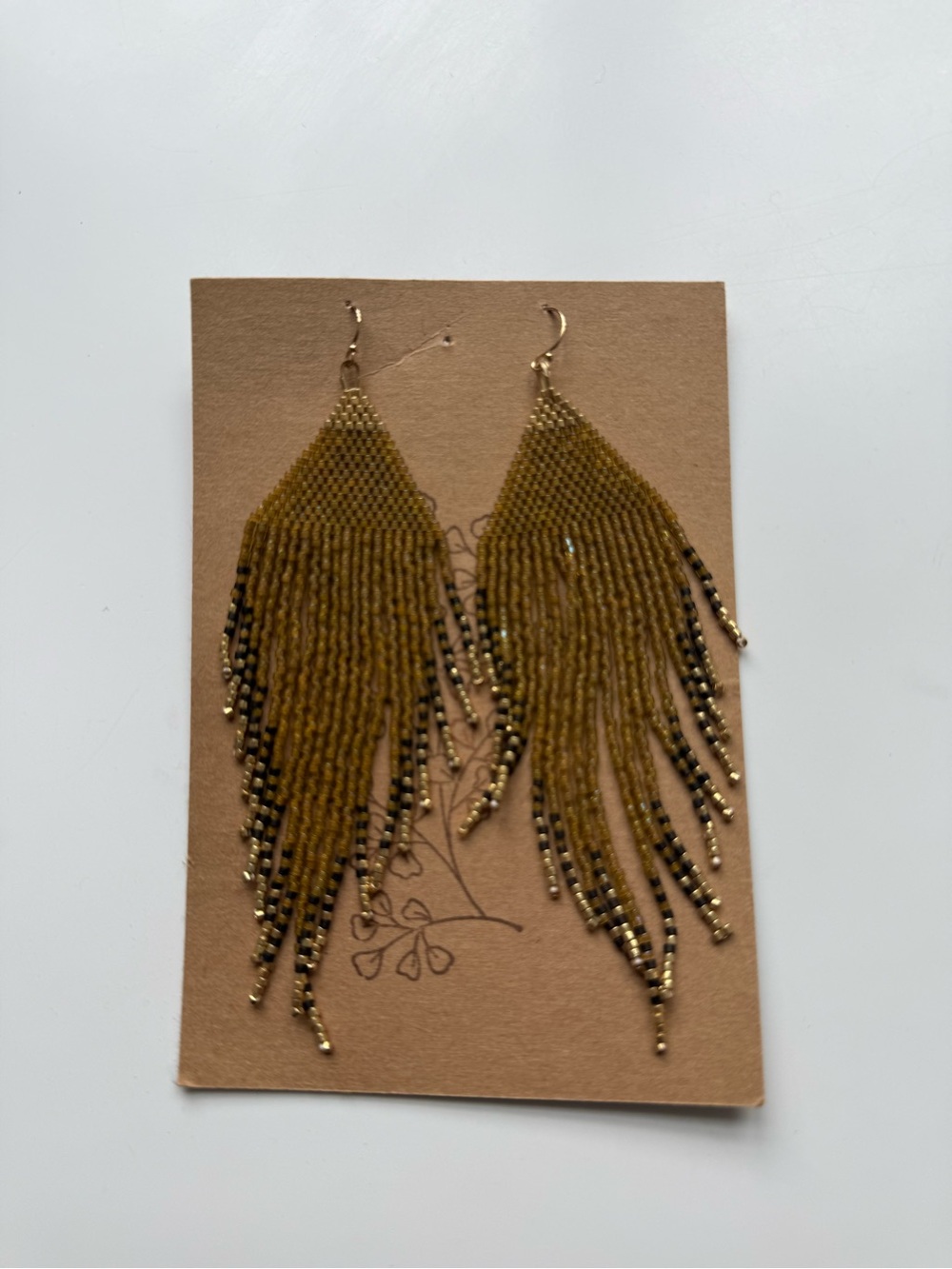 Artisan made beaded fringe earrings - Picture 2 of 3